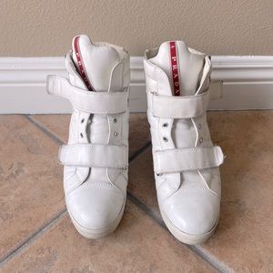Prada white sneaker wedges- 37.5